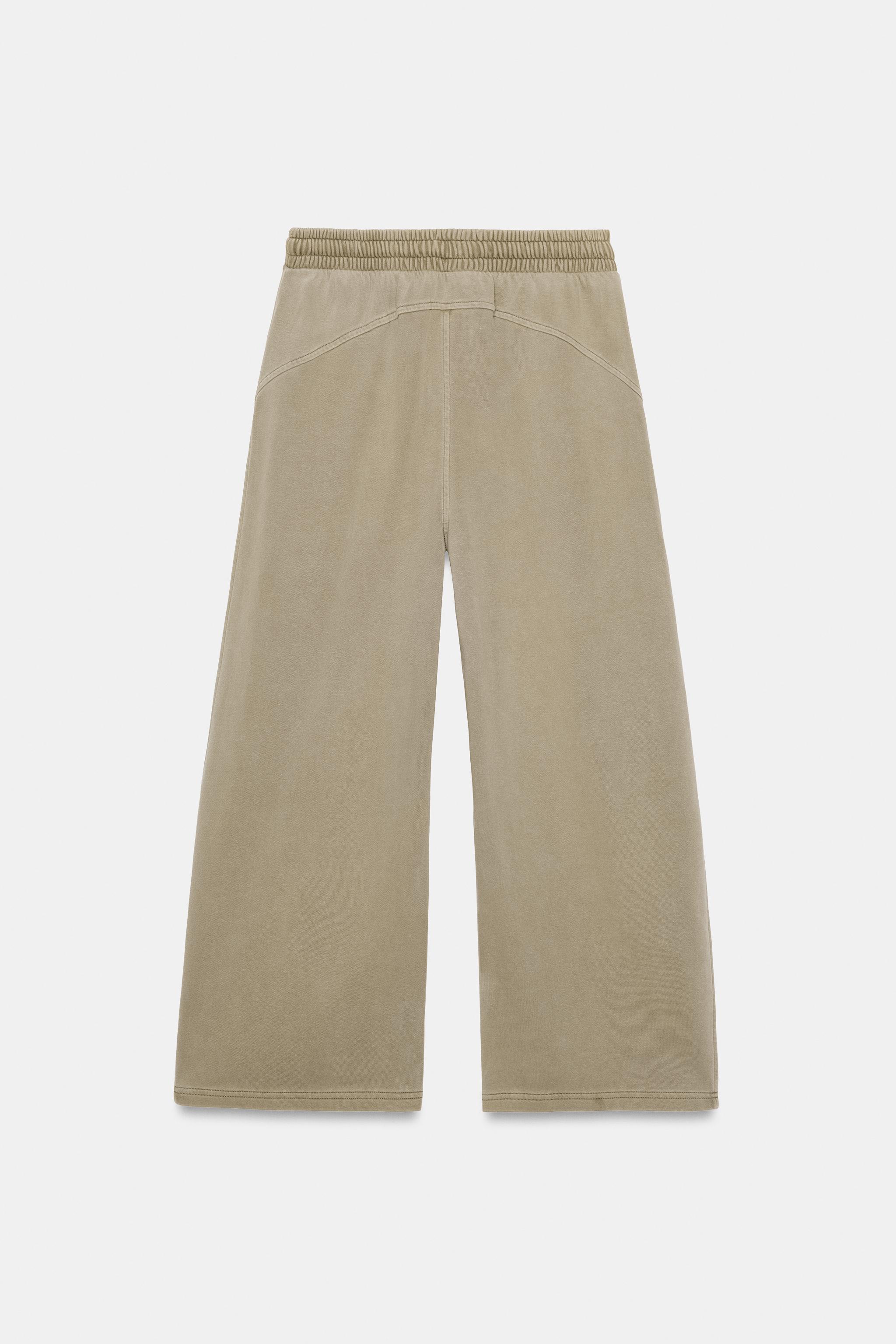 PANTALON EN MOLLETON EFFET DÉLAVÉ